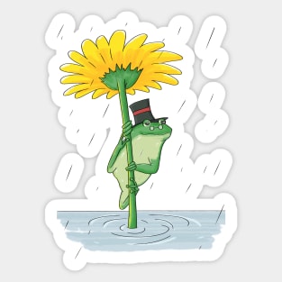 Cute Frog in the Rain - When It Rains It Pours Sticker